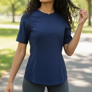 Athleta Quarter Zip skirt Sleeve Top